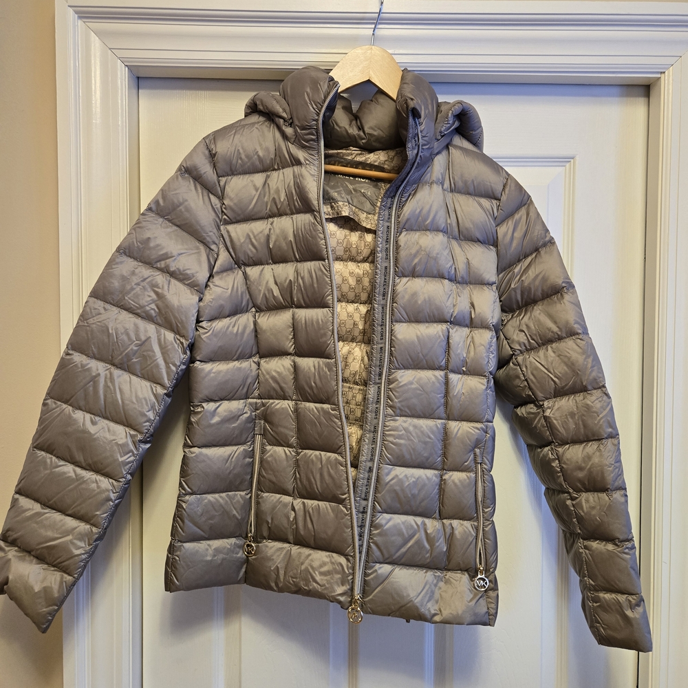 Michael Kors Silver Puffer Jacket